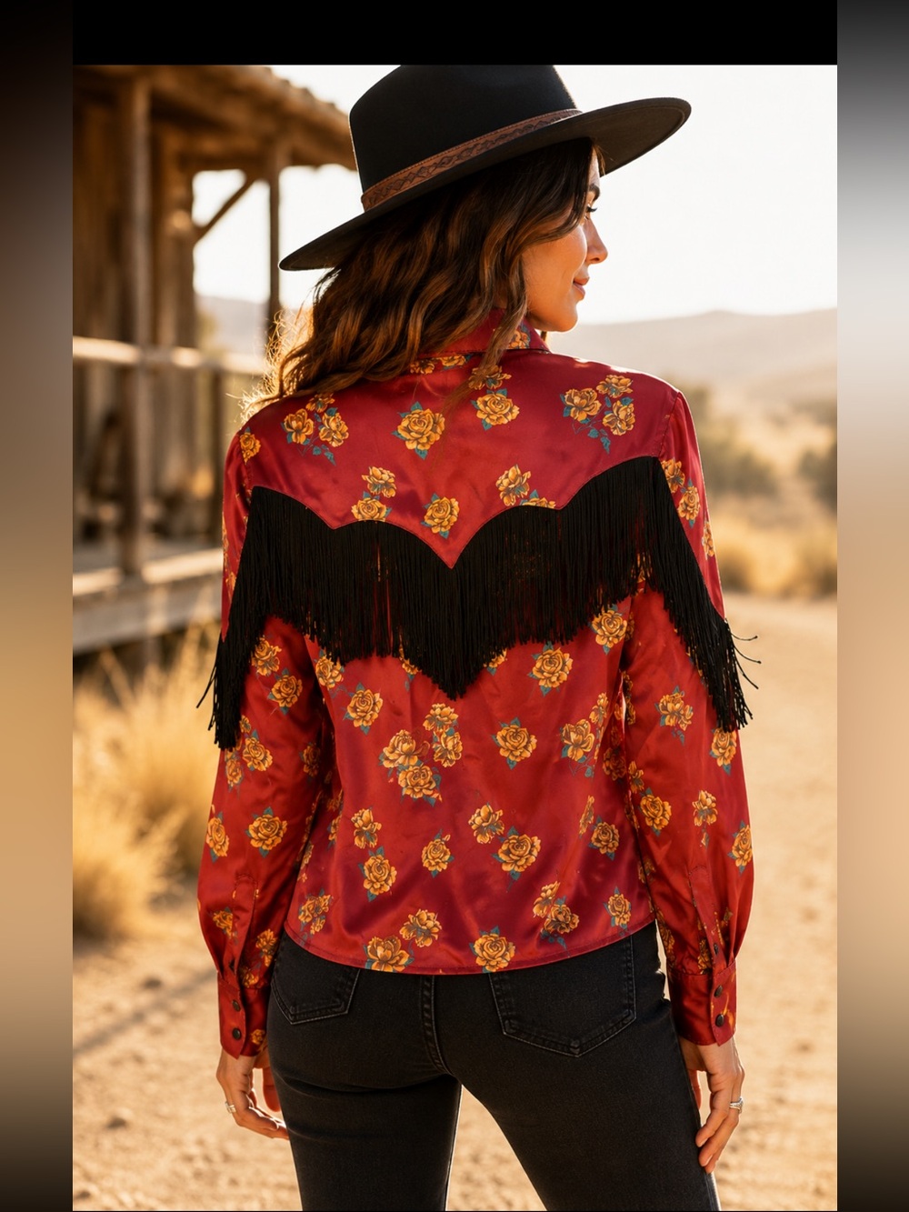 Rock & Roll Denim x West Desperado Western Floral Fringe Shirt NWT S Juniors